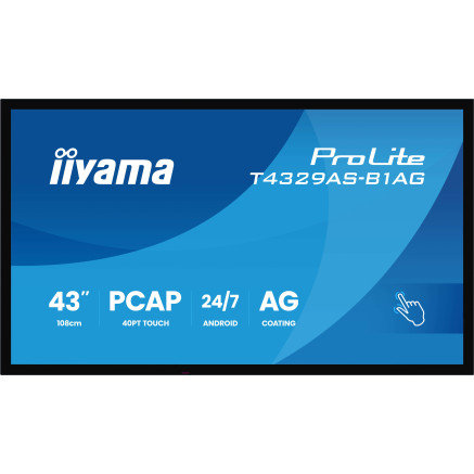 iiyama T4329AS-B1AG Écran d'affichage dynamique Écran plat interactif 108 cm (42.5") LED Wifi 500 cd m² 4K Ultra HD Noir Écran