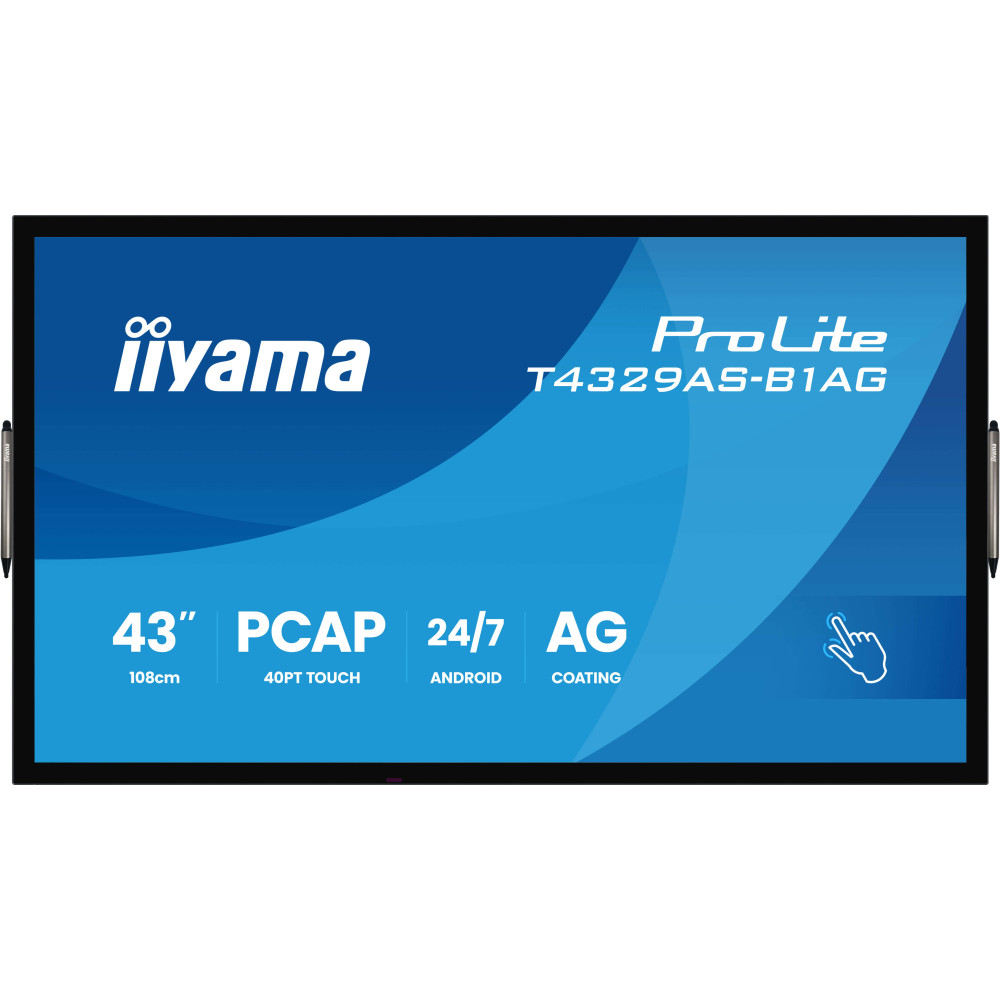 iiyama T4329AS-B1AG Écran d'affichage dynamique Écran plat interactif 108 cm (42.5") LED Wifi 500 cd m² 4K Ultra HD Noir Écran