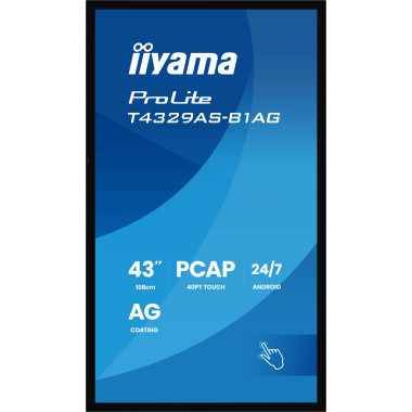 iiyama T4329AS-B1AG Écran d'affichage dynamique Écran plat interactif 108 cm (42.5") LED Wifi 500 cd m² 4K Ultra HD Noir Écran