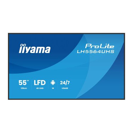 iiyama LH5564UHS-B1AG Écran d'affichage dynamique Écran plat de signalisation numérique 139,7 cm (55") Wifi 500 cd m² 4K Ultra