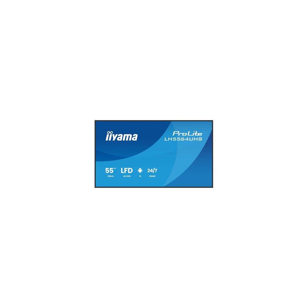 iiyama LH5564UHS-B1AG Écran d'affichage dynamique Écran plat de signalisation numérique 139,7 cm (55") Wifi 500 cd m² 4K Ultra