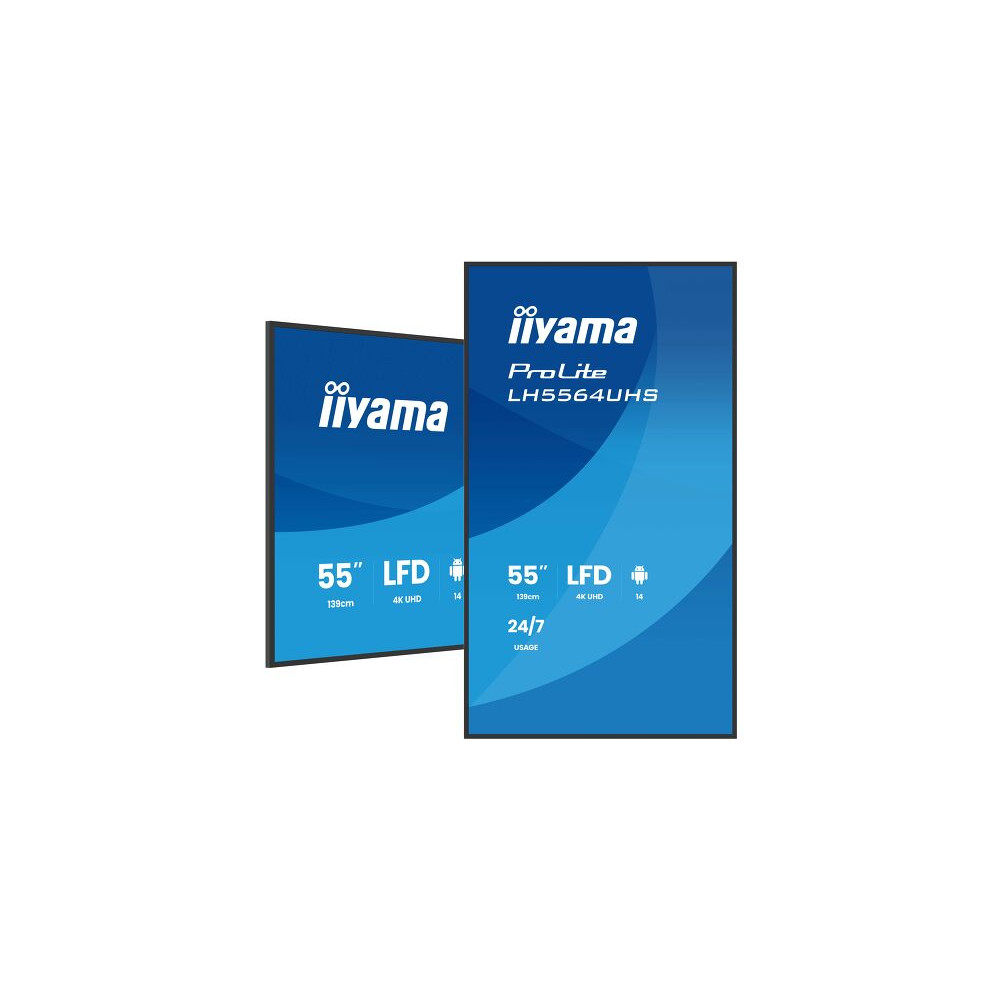 iiyama LH5564UHS-B1AG Écran d'affichage dynamique Écran plat de signalisation numérique 139,7 cm (55") Wifi 500 cd m² 4K Ultra