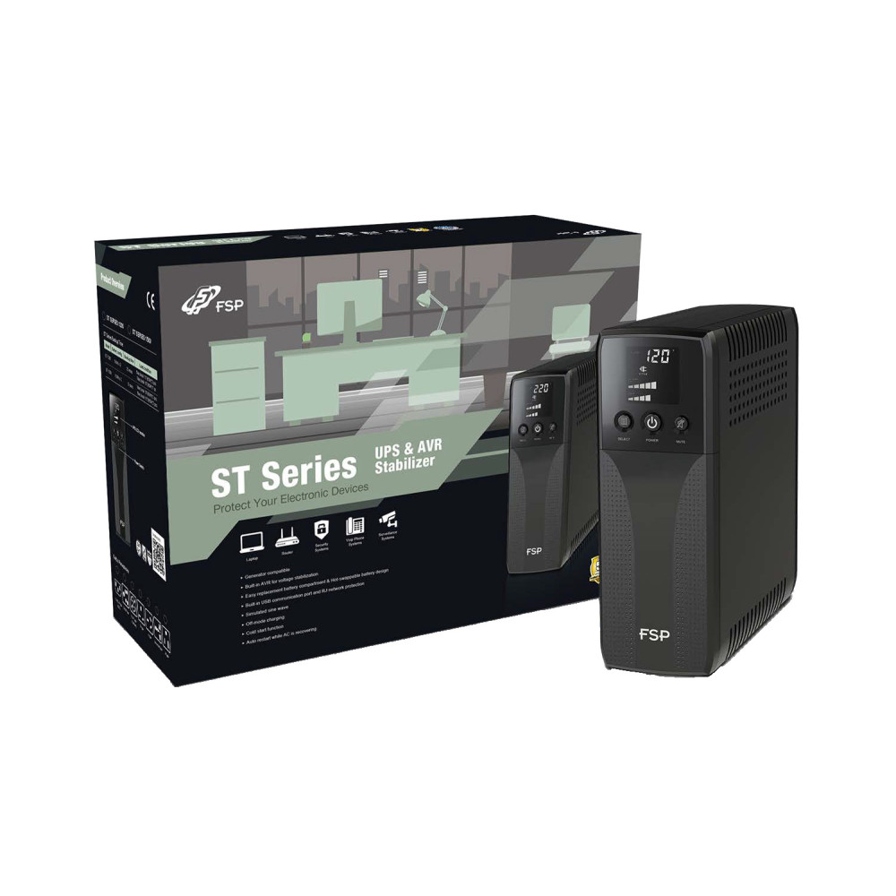 FSP ST 1200 alimentation d'énergie non interruptible Interactivité de ligne 1,2 kVA 720 W 4 sortie(s) CA FSP ST 1200 alimentation d'énergie non interruptible Interactivité de ligne 1,2 kVA 720 W 4 sortie(s) CA