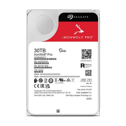 Seagate IronWolf Pro ST30000NT011 disque dur 30 To 7200 tr min 512 Mo 3.5" Série ATA III