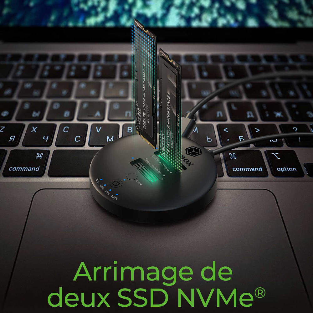 ICY BOX Station d'accueil et de clonage pour 2 SSD M.2 PCIe NVMe | ECP Grossiste informatique