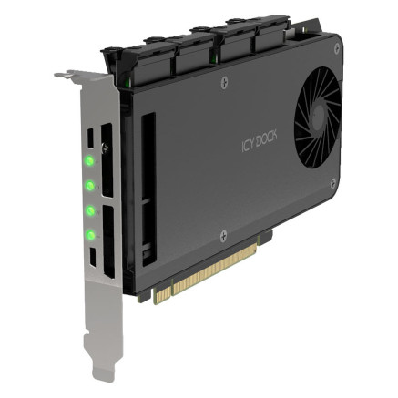 ICY DOCK Carte PCI Express 4.0 x16 avec 4 slots SSD M.2 PCIe NVMe | ECP Grossiste informatique