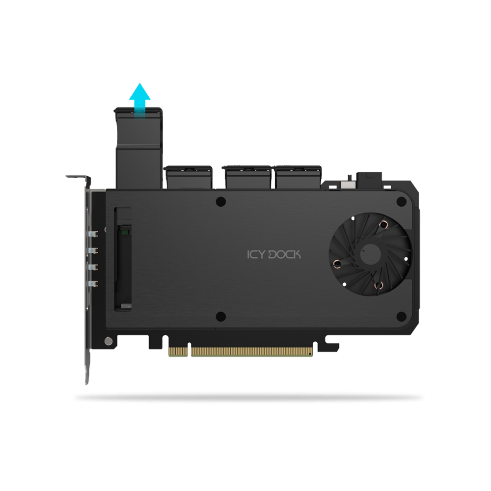 ICY DOCK Carte PCI Express 4.0 x16 avec 4 slots SSD M.2 PCIe NVMe | ECP Grossiste informatique