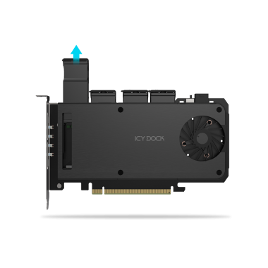 ICY DOCK Carte PCI Express 4.0 x16 avec 4 slots SSD M.2 PCIe NVMe | ECP Grossiste informatique