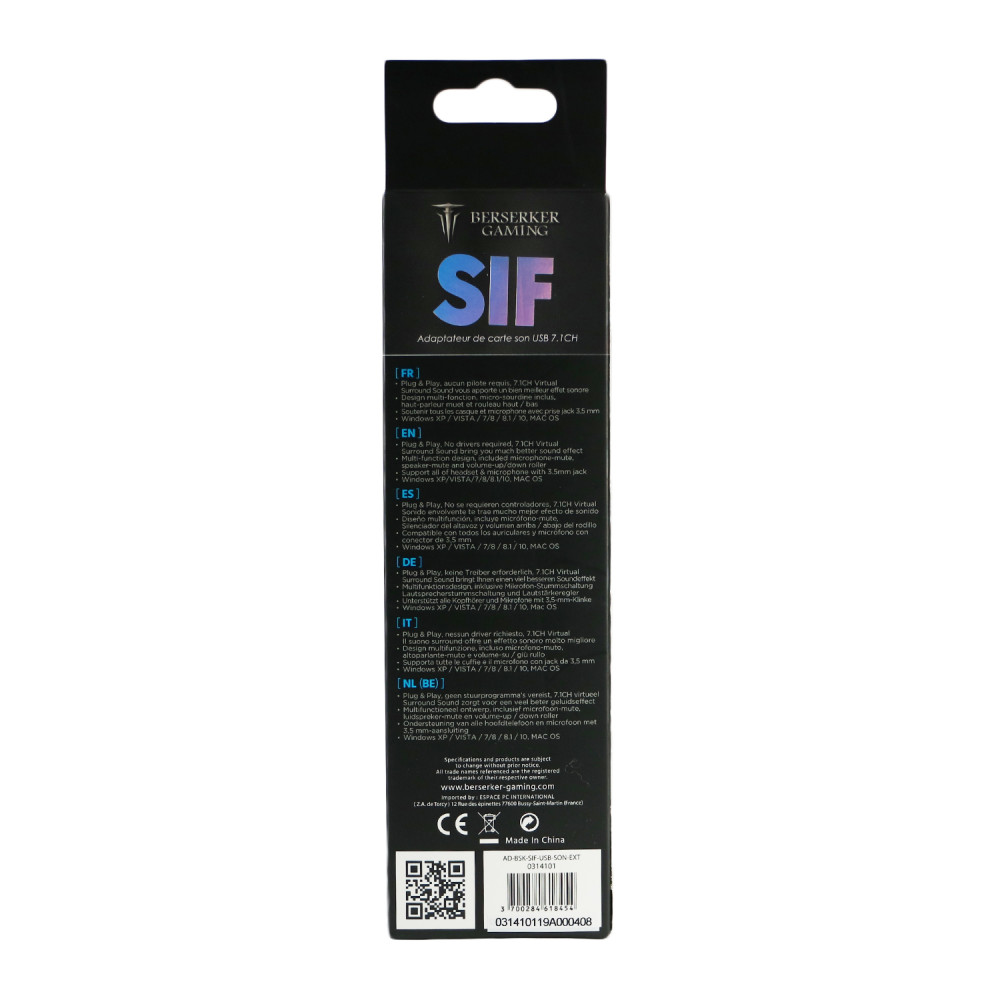 ADAPT. GAMING SIF USB-SON AUDIO 7.1,compatible PC, Playstation 4 | ECP Grossiste informatique
