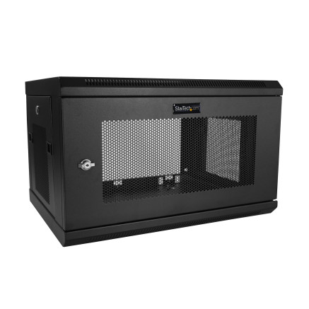 StarTech.com Armoire Réseau Murale à 2 Montants 6U avec Étagère 1U, Armoire Serveur Murale 19" à Charnières pour Équipement