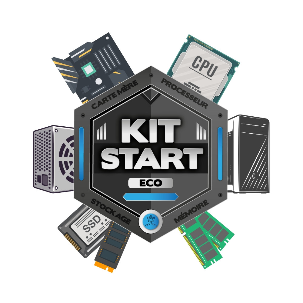 KIT START B ECO - Boitier S2 Plus (430W) - H510M H V2 + I3-10105 + 8Go DDR4 + 500Go SSD 2.5p KIT START B ECO - Boitier S2 Plus (430W) - H510M H V2 + I3-10105 + 8Go DDR4 + 500Go SSD 2.5p