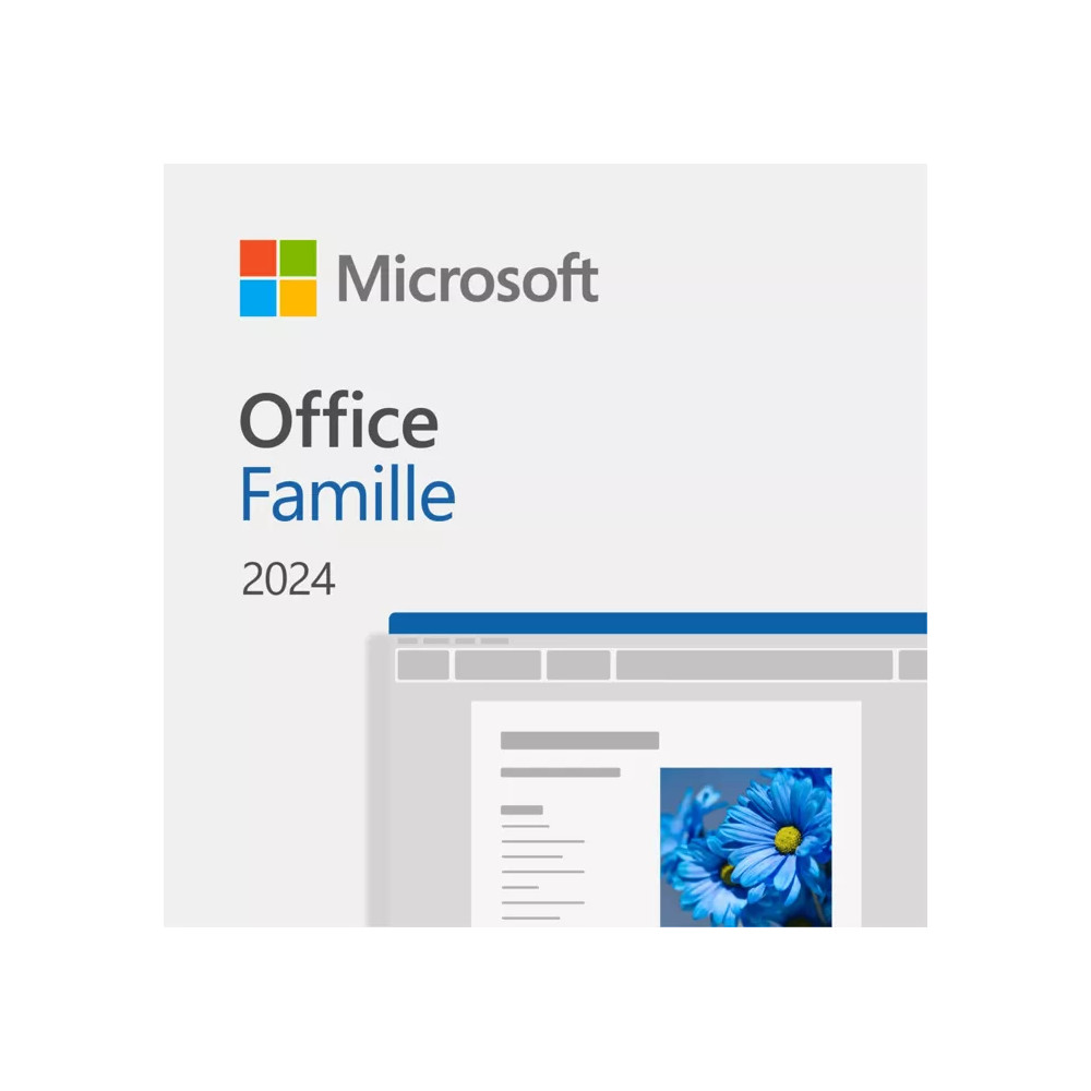 Microsoft Office Famille 2024 - Dématérialisé (mail) - 1 PC/MAC - Français - Officiel