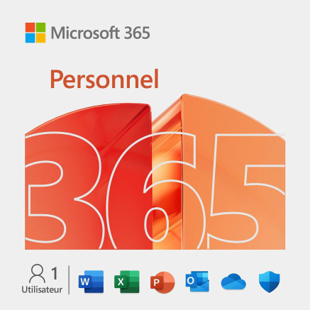 Microsoft 365 Personnel - Dématérialisé (mail)  - 1 an - 1 utilisateur - 5 appareils - PC/MAC - Officiel