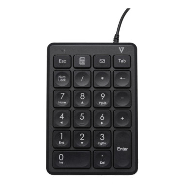 V7 Pavé numérique filaire USB KP350 - 22 touches - Calculatrice, Tabulation, Touches de raccourci de retour arrière - Câble de