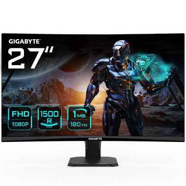 GIGABYTE GS27FC Écran gaming incurvé 27" FHD - 1920 x 1080, 180Hz, 1ms, 250 cd m², FreeSync Premium, HDR Ready, HDMI 2.0,