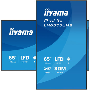 iiyama LH6575UHS-B2AG Écran d'affichage dynamique Écran plat de signalisation numérique 163,8 cm (64.5") LCD Wifi 500 cd m² 4K