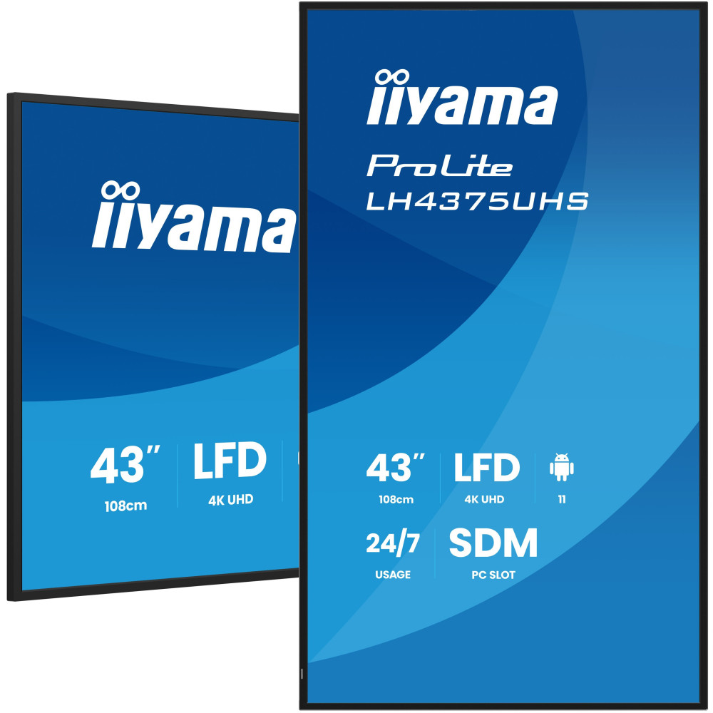 iiyama LH4375UHS-B2AG Écran d'affichage dynamique Écran plat de signalisation numérique 108 cm (42.5") LCD Wifi 500 cd m² 4K
