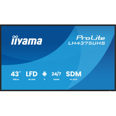 iiyama LH4375UHS-B2AG Écran d'affichage dynamique Écran plat de signalisation numérique 108 cm (42.5") LCD Wifi 500 cd m² 4K