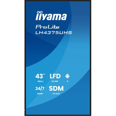 iiyama LH4375UHS-B2AG Écran d'affichage dynamique Écran plat de signalisation numérique 108 cm (42.5") LCD Wifi 500 cd m² 4K