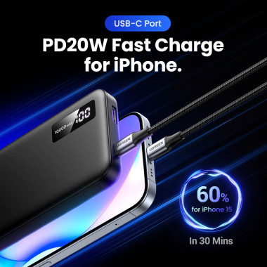 Ugreen 25742 banque d'alimentation électrique Lithium-Ion (Li-Ion) 10000 mAh Noir
