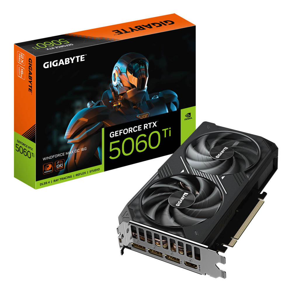 GIGABYTE GeForce RTX 5060 Ti WINDFORCE MAX OC 16G Carte Graphique – 16 Go GDDR7, 128 bits, PCI-E 5.0, 2587 MHz Fréquence du GIGABYTE GeForce RTX 5060 Ti WINDFORCE MAX OC 16G Carte Graphique – 16 Go GDDR7, 128 bits, PCI-E 5.0, 2587 MHz Fréquence du