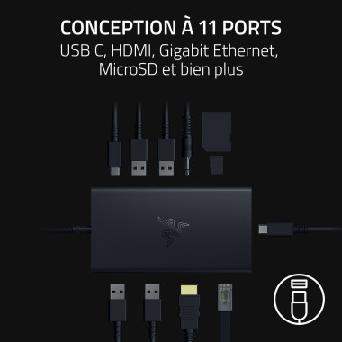 Razer USB-C Dock Avec fil USB 3.2 Gen 1 (3.1 Gen 1) Type-C Noir | ECP Grossiste informatique