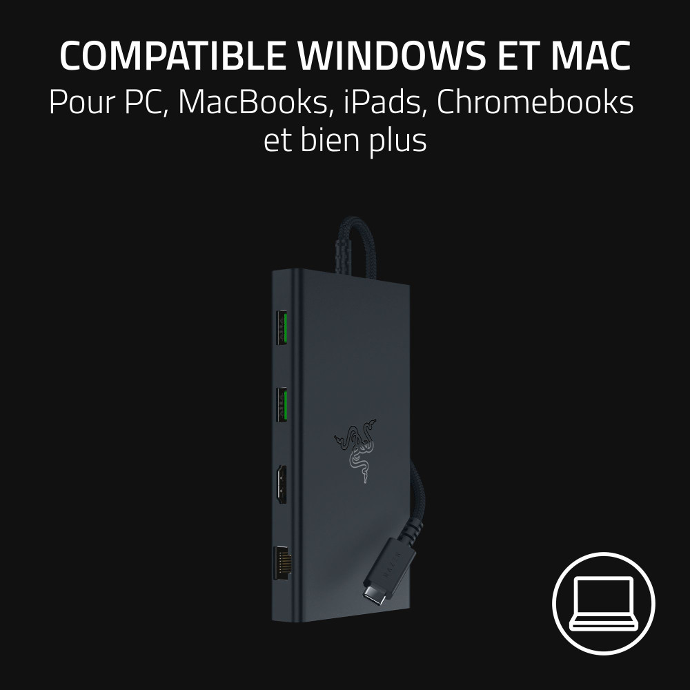 Razer USB-C Dock Avec fil USB 3.2 Gen 1 (3.1 Gen 1) Type-C Noir | ECP Grossiste informatique