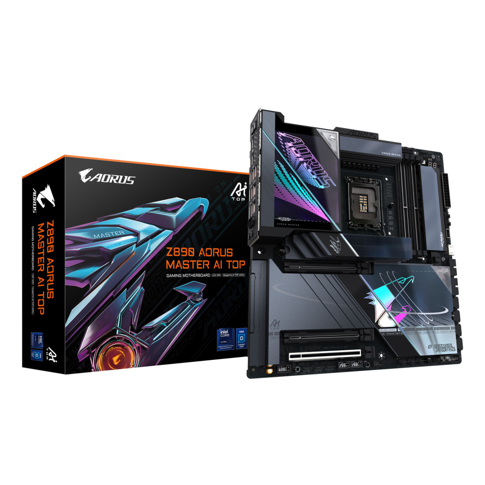 GIGABYTE Z890 AORUS MASTER AI TOP Carte Mère - Prend en charge les processeurs Intel Core Ultra (Série 2), VRM 20+1+2 phases,