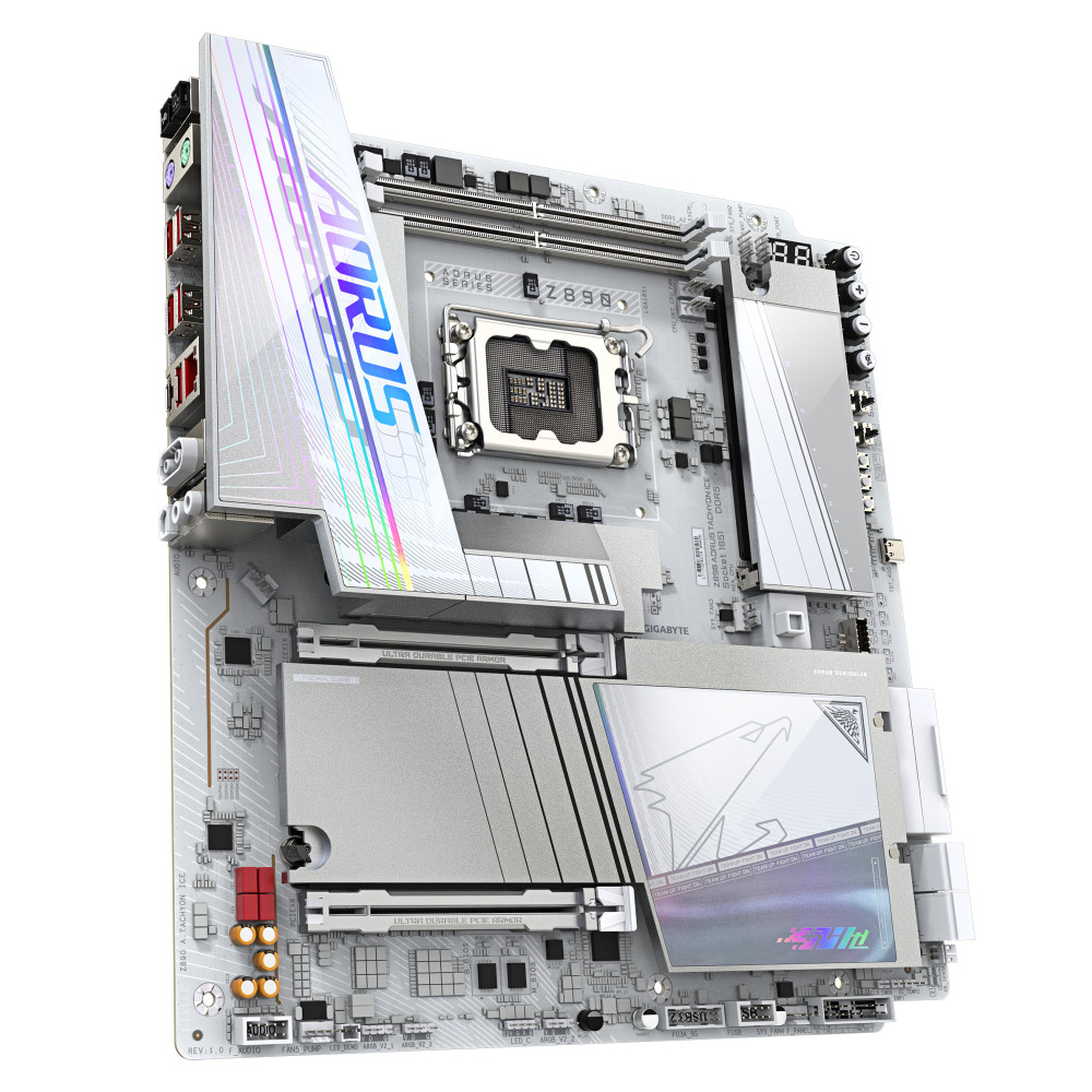 GIGABYTE Z890 AORUS TACHYON ICE Carte Mère – Processeurs Intel Core Ultra (série 2), VRM 18+1+2 phases, jusqu’à 9500 MHz DDR5