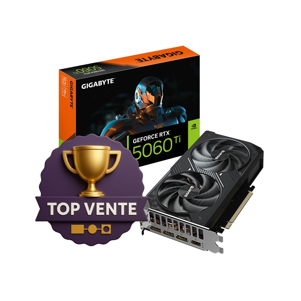 GIGABYTE GeForce RTX 5060 Ti WINDFORCE MAX OC 16G Carte Graphique –