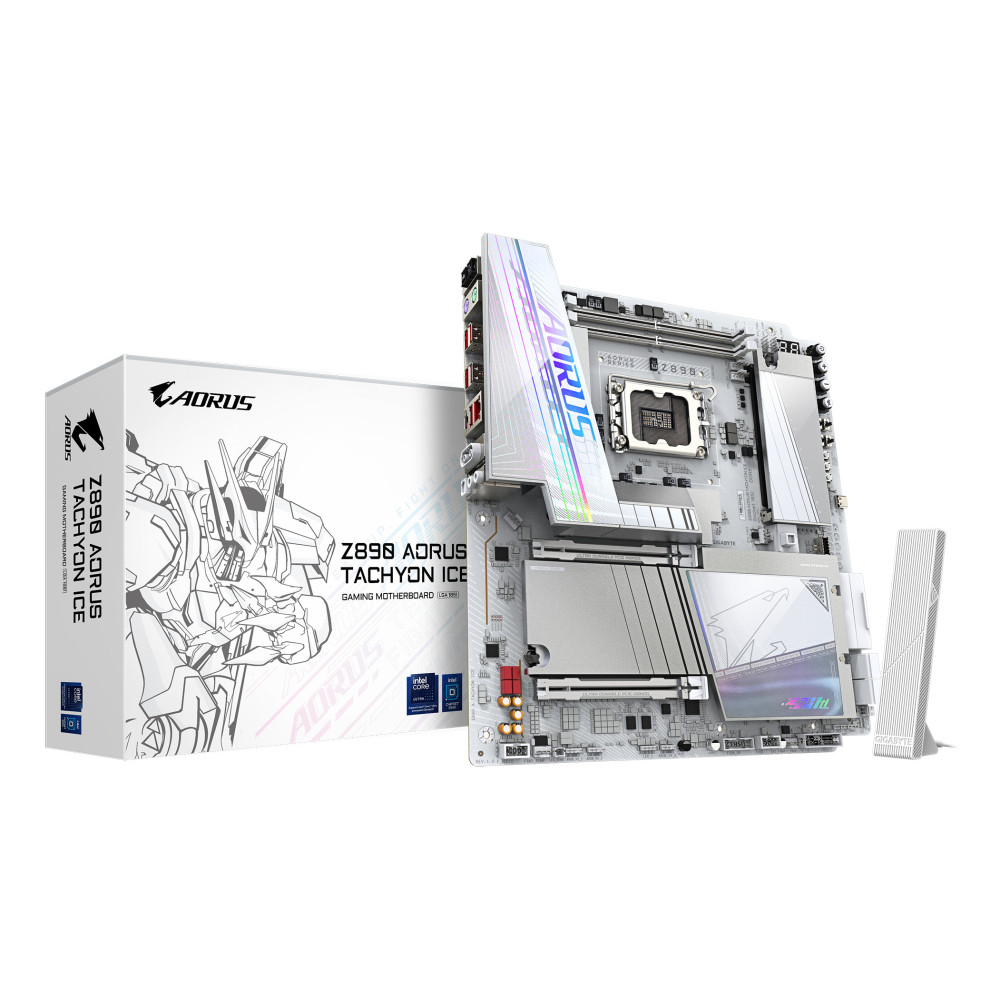 GIGABYTE Z890 AORUS TACHYON ICE Carte Mère – Processeurs Intel Core Ultra (série 2), VRM 18+1+2 phases, jusqu’à 9500 MHz DDR5