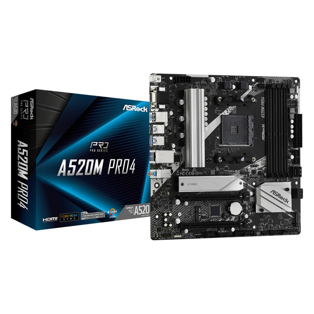 Asrock A520M Pro4 Emplacement AM4 micro ATX