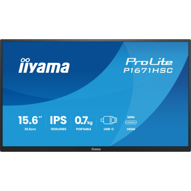 iiyama ProLite P1671HSC-B1 écran plat de PC 39,6 cm (15.6") 1920 x 1080 pixels Full HD LED Noir