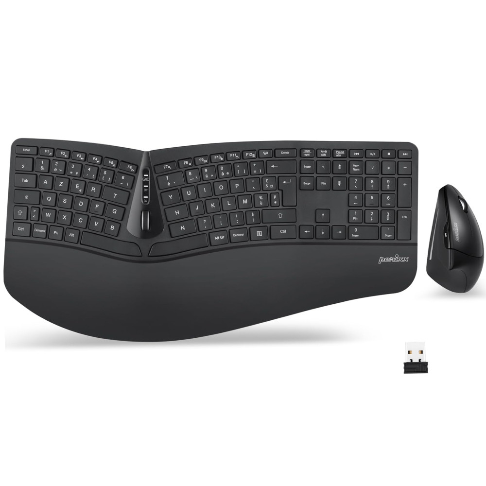 PERIDUO-605 FR Clavier+Souris sans fil Ergonomique AZERTY noir