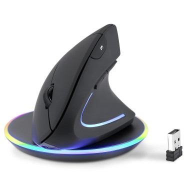PERIMICE-713RX Souris Verticale Rechargeable sans Fil, Double Charge, 6 Boutons, droitier, Noir | ECP Grossiste informatique