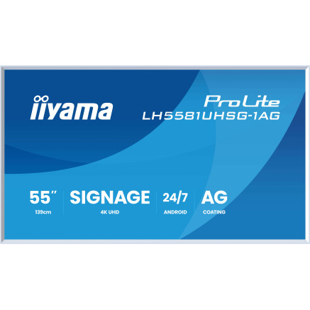 iiyama LH5581UHSG-1AG Écran d'affichage dynamique Écran plat de signalisation numérique 138,7 cm (54.6") Wifi 500 cd m² 4K
