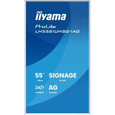 iiyama LH5581UHSG-1AG Écran d'affichage dynamique Écran plat de signalisation numérique 138,7 cm (54.6") Wifi 500 cd m² 4K