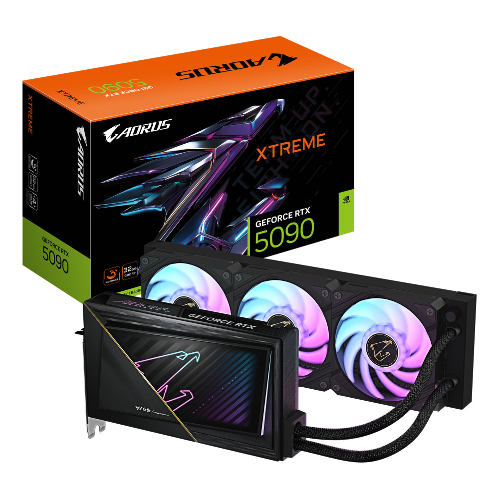 GIGABYTE AORUS GeForce RTX 5090 XTREME WATERFORCE 32G Carte Graphique - 32 Go GDDR7, 512 bits, PCI-E 5.0, 2655 MHz Fréquence du