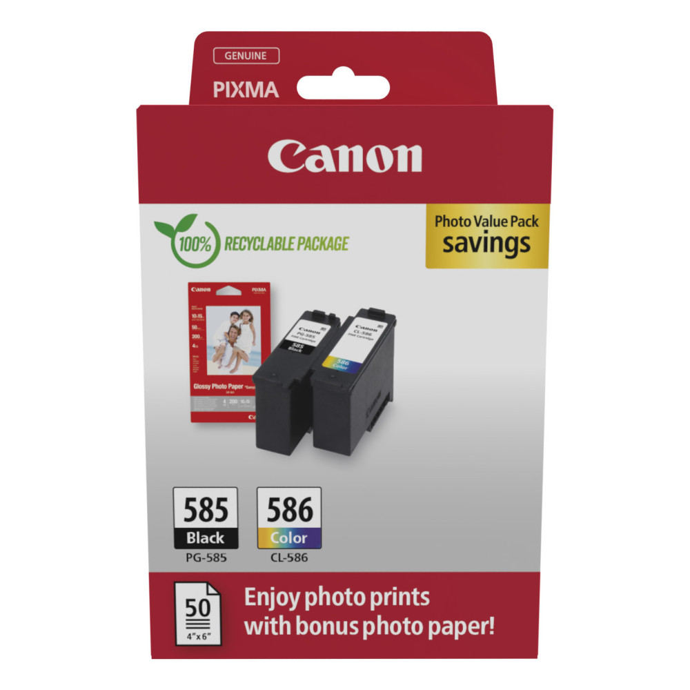 Canon PG-585 CL-586 PVP cartouche d'encre 2 pièce(s) Original Noir, Cyan, Magenta, Jaune