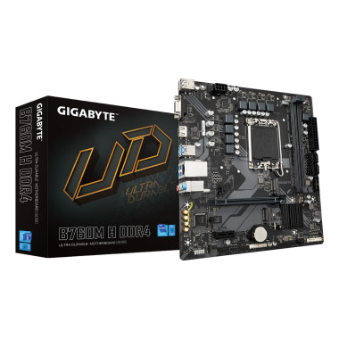 GIGABYTE B760M H DDR4 Carte Mère - Prend en charge les processeurs Intel Core 14e génération, VRM numérique 6+1+1 phases,