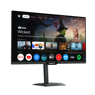 GIGABYTE M27QS Moniteur Intelligent 27” 2K QHD - Google TV, Affichage sans fil, 2560 x 1440, 180Hz, 1ms, 350 cd m², FreeSync,