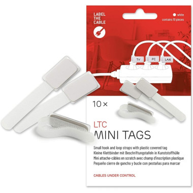 Mini sangles de fixation Velcro blanc étiquetage des câbles (10pcs) | ECP Grossiste informatique