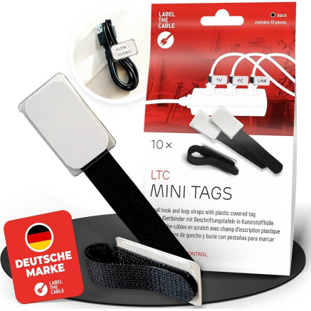 Mini sangles de fixation Velcro noir étiquetage des câbles (10pcs) | ECP Grossiste informatique