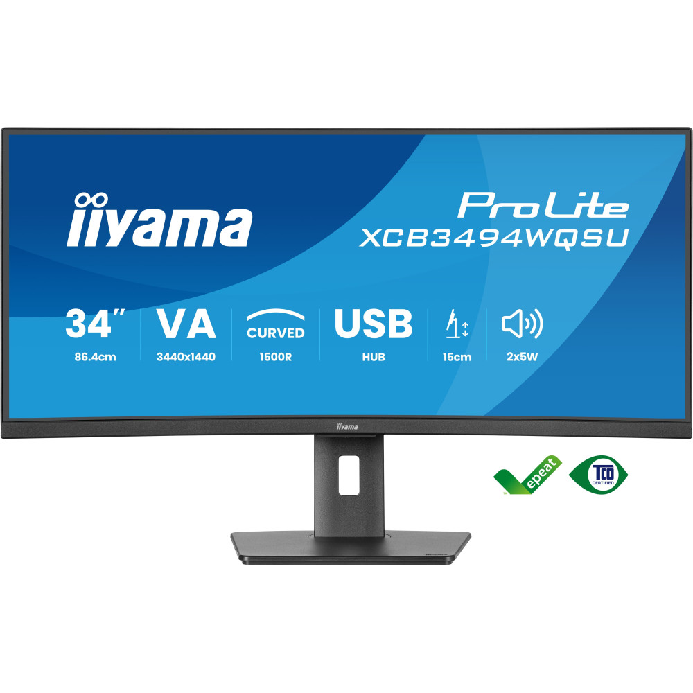 iiyama ProLite XCB3494WQSU-B1 écran plat de PC 86,4 cm (34") 3440 x 1440 pixels UltraWide Quad HD LED Noir