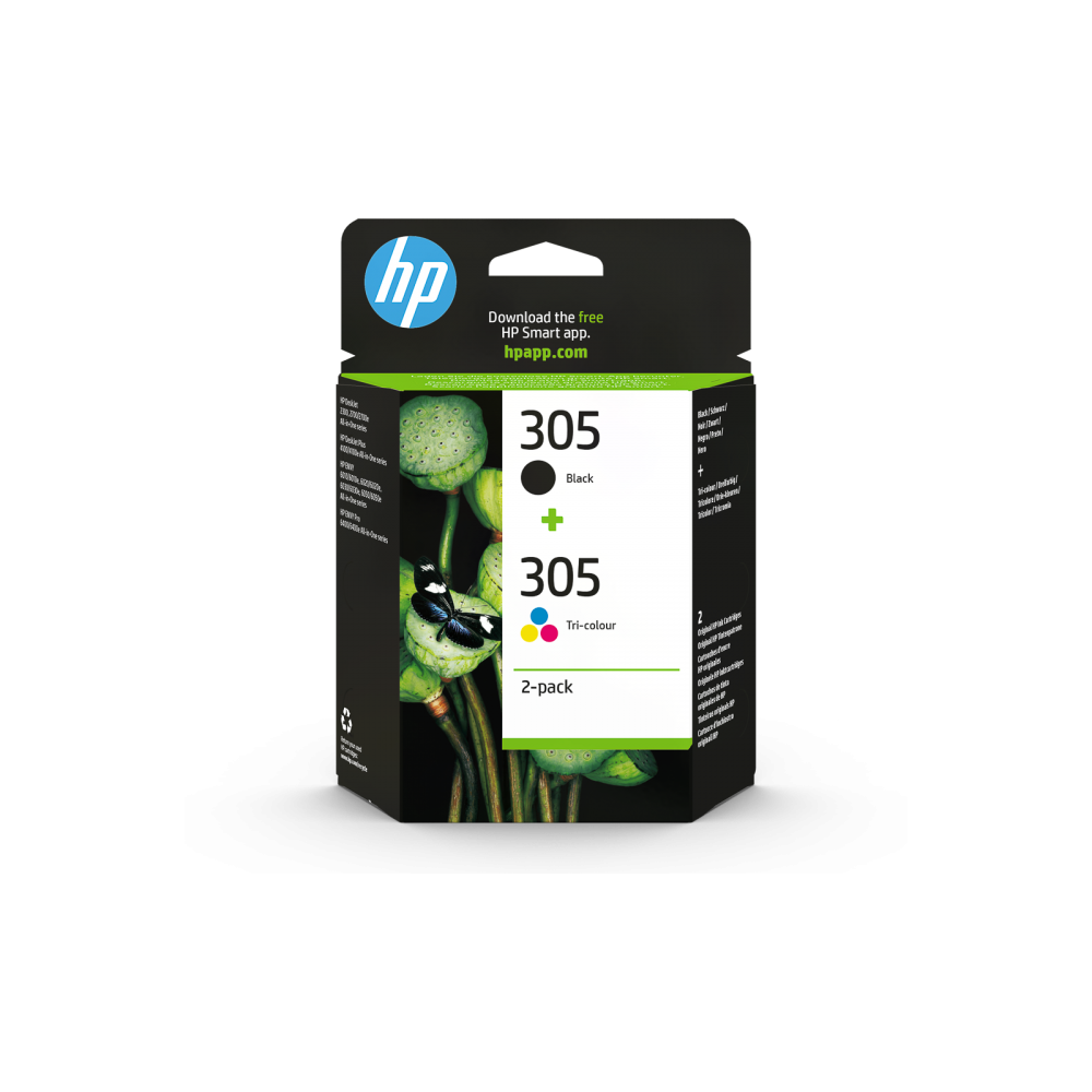 HP Pack de 2 cartouches d'encre authentiques HP 305 3 couleurs / noir