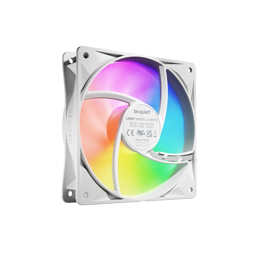 be quiet! Light Wings LX 120 mm PWM | Ventilateur PC ARGB high-speed White, Pack de 3