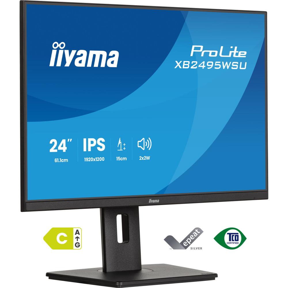 iiyama ProLite XB2495WSU-B1 écran plat de PC 61,2 cm (24.1") 1920 x 1200 pixels Full HD LCD Noir