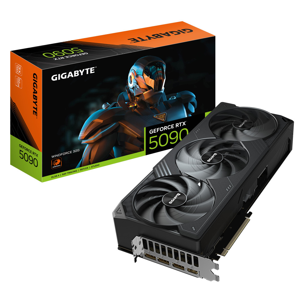 GIGABYTE GeForce RTX 5090 WINDFORCE 32G Carte Graphique - 32 Go GDDR7, 512 bits, PCI-E 5.0, 2407 MHz Core Clock, 3 x DP 2.1a, 1