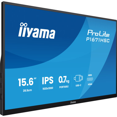 iiyama ProLite P1671HSC-B1 écran plat de PC 39,6 cm (15.6") 1920 x 1080 pixels Full HD LED Noir
