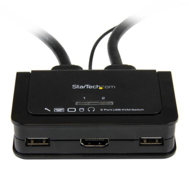StarTech.com Switch Commutateur KVM 2 Ports USB, HDMI avec Audio et Câbles pour 2 PC sur 1 écran - Auto Alimenté